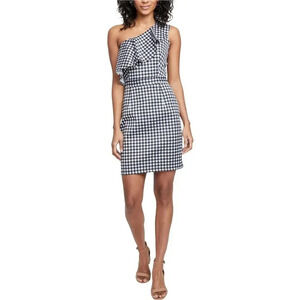 EUC Rachel Rachel Roy Gingham Plaid One Shoulder Ruffle Mini Dress